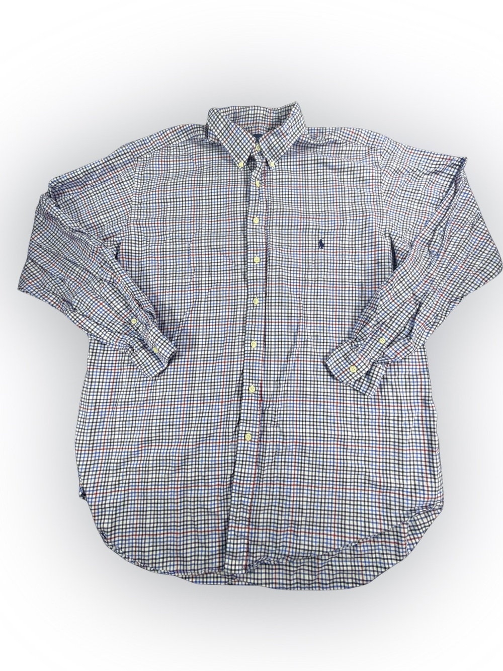 Men’s Ralph Lauren Blue and Red Checked Gingham Button-Down Shirt Size XXL